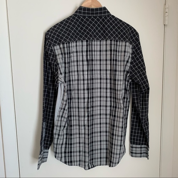 NWOT Odin New York Mixed Pattern Button-down Shirt - Picture 2 of 4